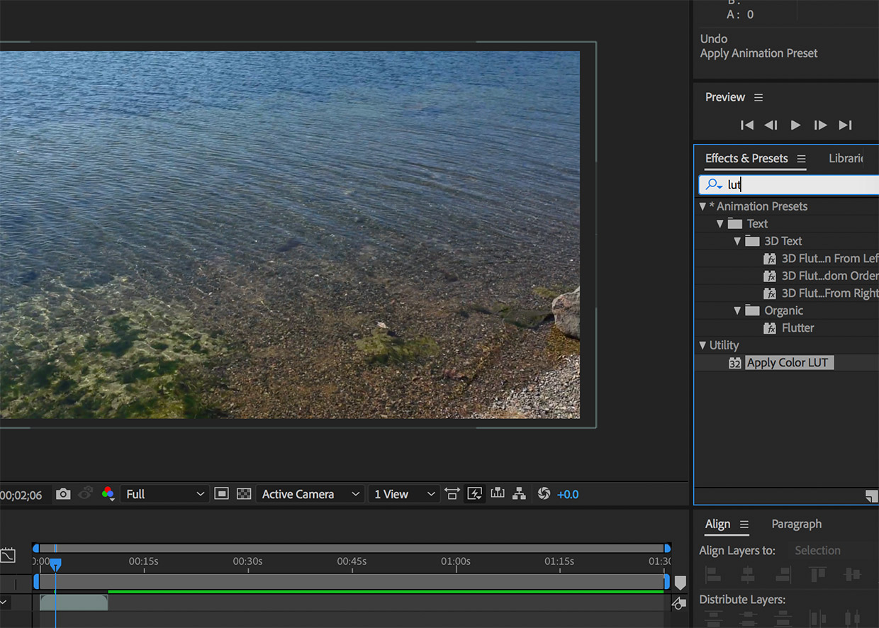 apply color lut after effects download